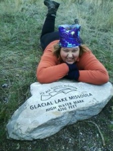 Me at 4,200 feet marker above Missoula detailing the Glacier Lake Missoula high water mark